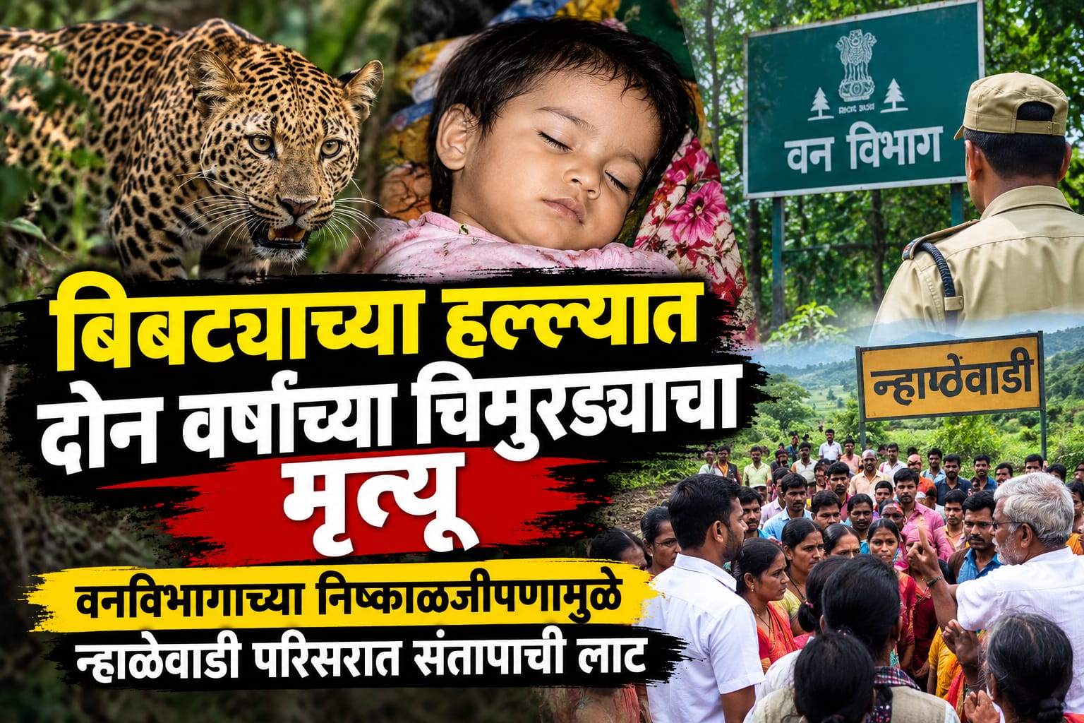 बिबट्याच्या हल्ल्यात बालकाचा मृत्यू — वनविभागावर मनुष्यवधाचा गुन्हा दाखल करा ...रयत क्रांती संघटनेची मागणी